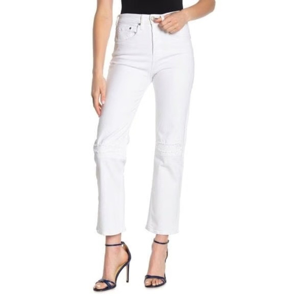 Rag & Bone‎ Women Maya High-Rise Ankle Straight Jeans Size 23 Vintage White USA